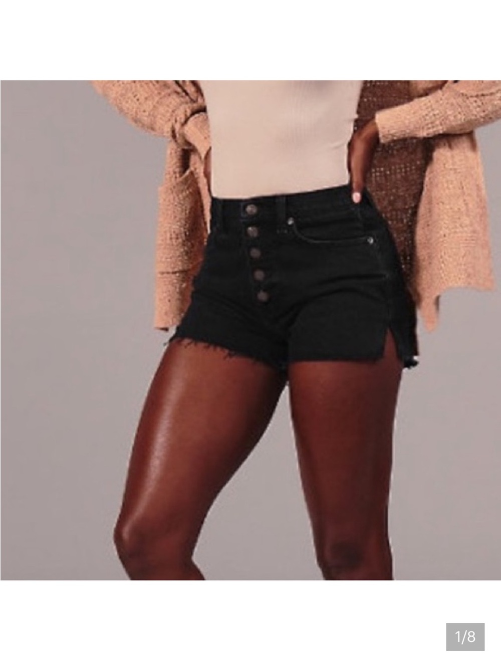 Abercrombie & Fitch curve love high rise mom shorts black 25